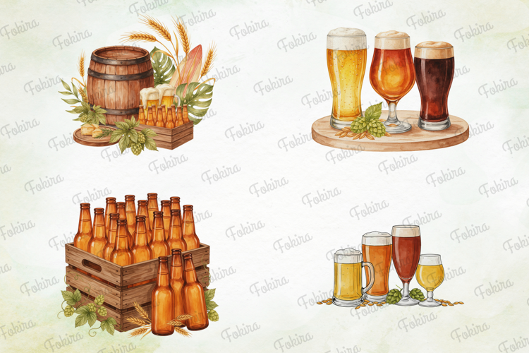 Summer Beer Watercolor Clipart PNG, summer beer clipart png,