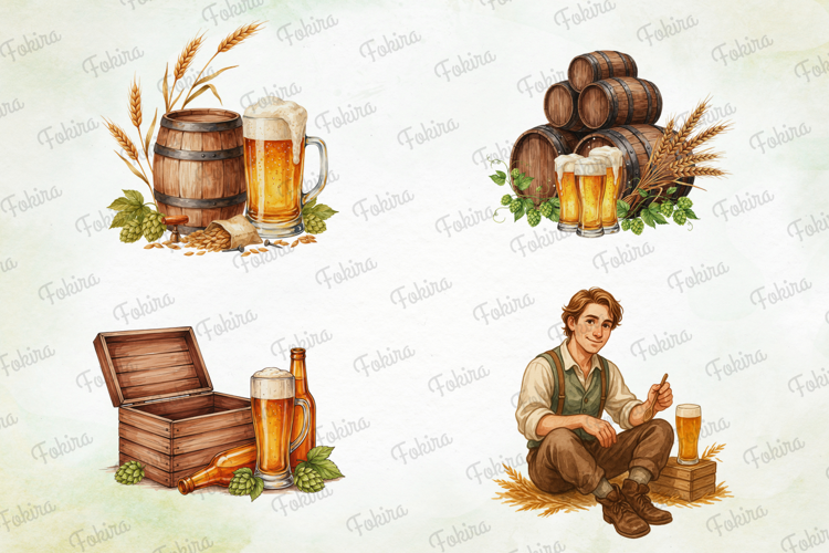 Summer Beer Watercolor Clipart PNG, summer beer clipart png,