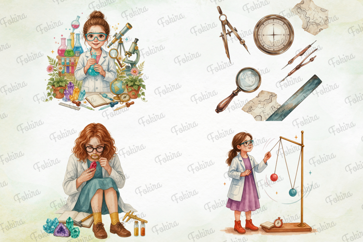 Vintage Laboratory Clipart PNG,watercolor laboratory clipart