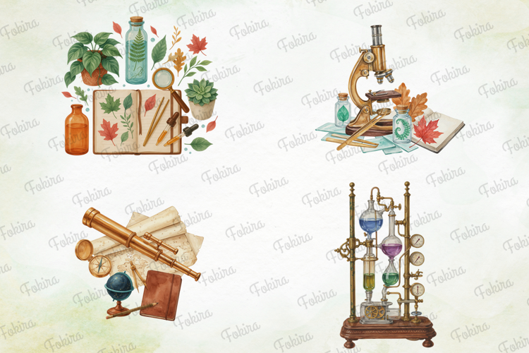Vintage Laboratory Clipart PNG,watercolor laboratory clipart