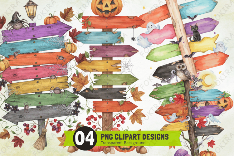 halloween signpost clipart png, spooky signpost clipart png