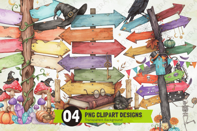 halloween signpost clipart png, spooky signpost clipart png