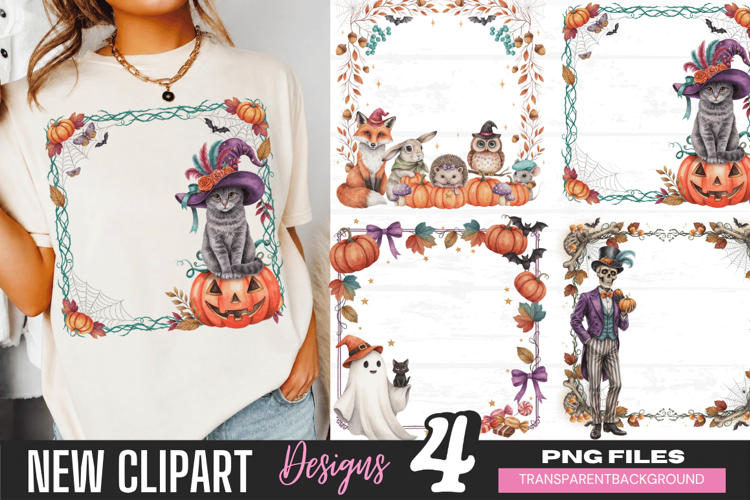 Spooky Halloween Frames PNG, halloween frame clipart png