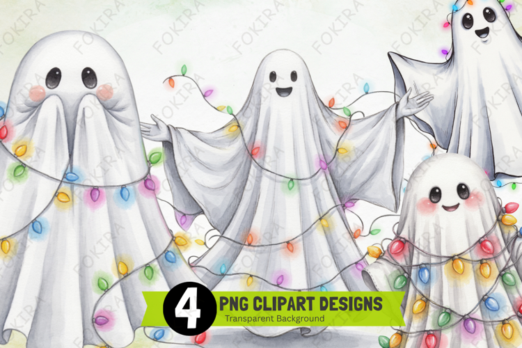 Twinkling Spooky Ghosts Clipart PNG, twinkling spooky ghosts