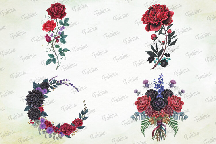 Midnight Gothic Garden Clipart PNG, midnight gothic garden example image 1