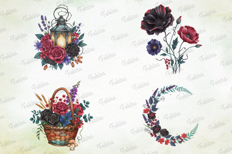 Midnight Gothic Garden Clipart PNG, midnight gothic garden example image 1