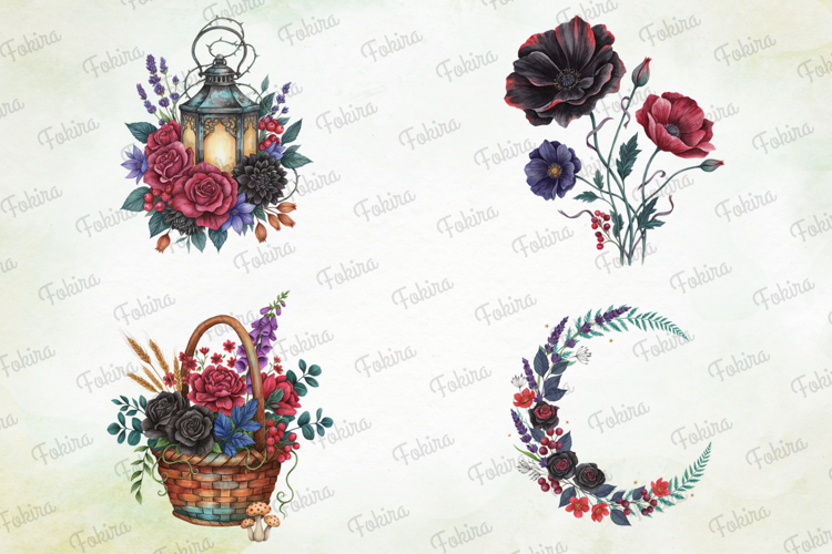 Midnight Gothic Garden Clipart PNG, midnight gothic garden