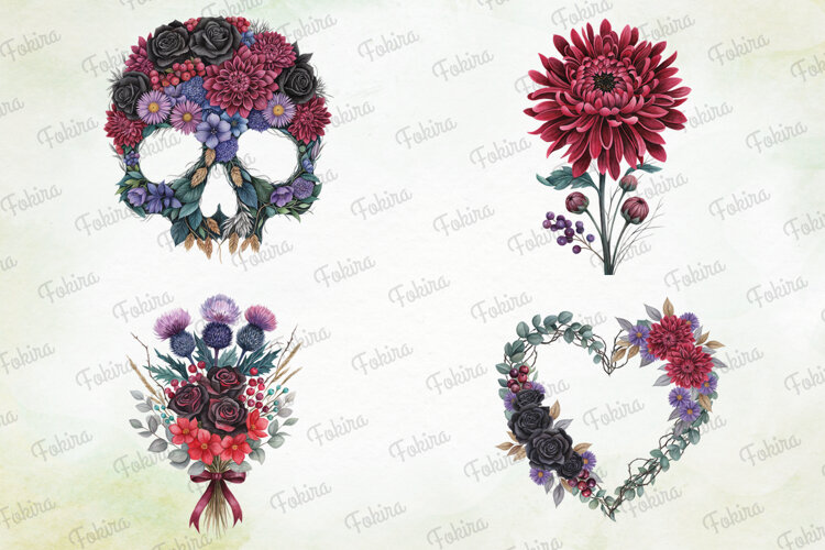Midnight Gothic Garden Clipart PNG, midnight gothic garden example image 1