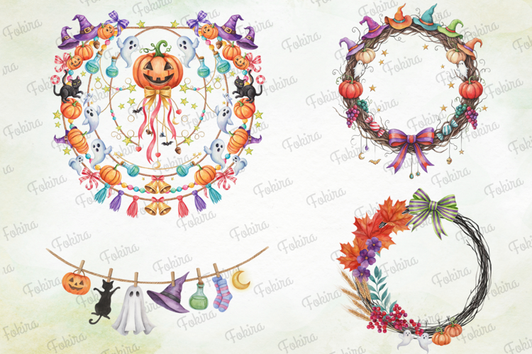 Halloween Garland Clipart PNG, halloween garland clipart png