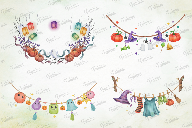 Halloween Garland Clipart PNG, halloween garland clipart png