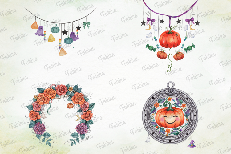 Halloween Garland Clipart PNG, halloween garland clipart png