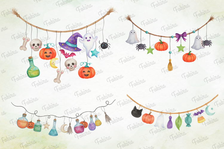 Halloween Garland Clipart PNG, halloween garland clipart png
