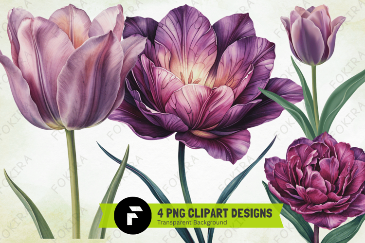 Watercolor Tulips Clipart png, watercolor tulips clipart