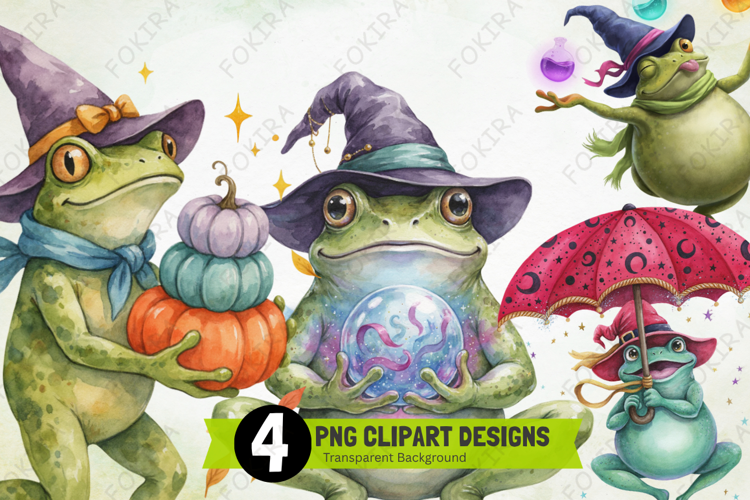 Witchy Frog Halloween Clipart PNG, witchy frog halloween png
