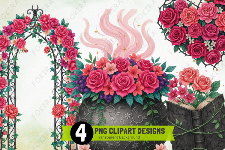 Gothic Rose Garden Clipart PNG, gothic rose garden clipart