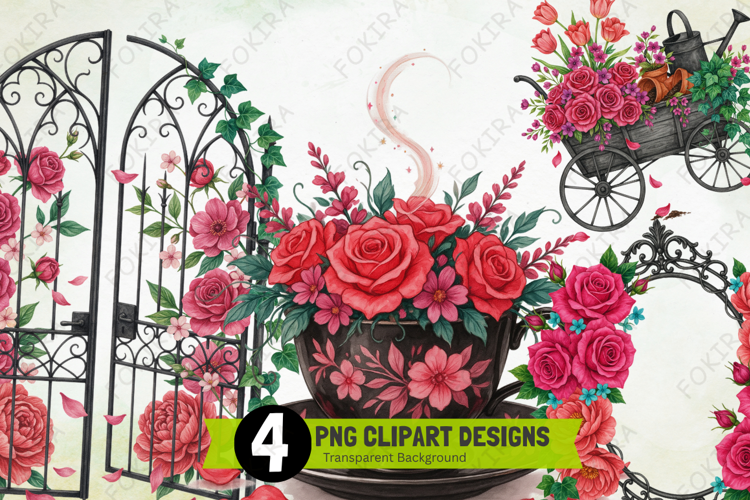 Gothic Rose Garden Clipart PNG, gothic rose garden clipart