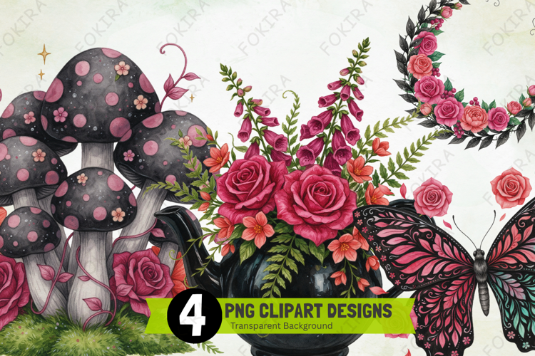 Gothic Rose Garden Clipart PNG, gothic rose garden clipart