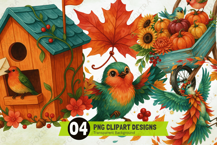 Autumn Bird Haven Clipart PNG, autumn bird clipart png, fall