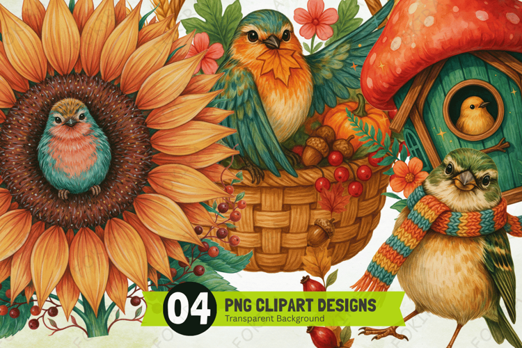 Autumn Bird Haven Clipart PNG, autumn bird clipart png, fall