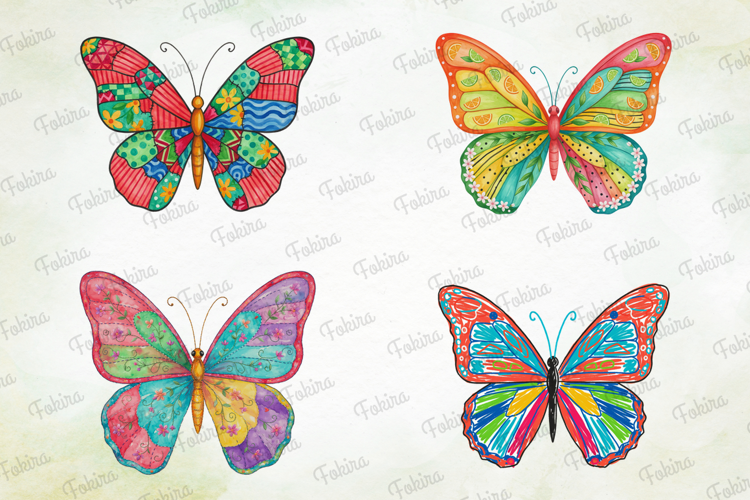Patchwork Butterfly Clipart PNG, patchwork butterfly clipart