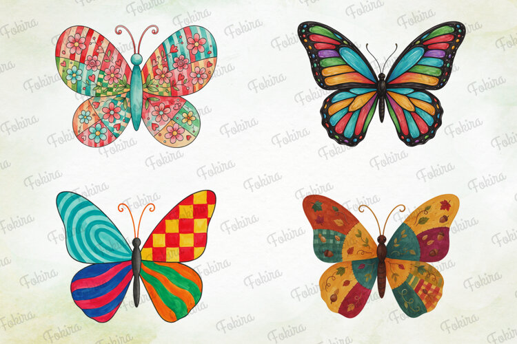 Patchwork Butterfly Clipart PNG, patchwork butterfly clipart example image 1