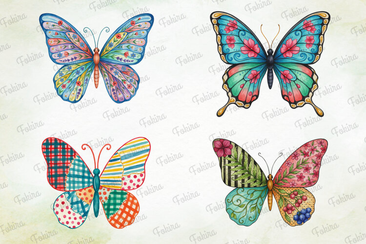 Patchwork Butterfly Clipart PNG, patchwork butterfly clipart example image 1