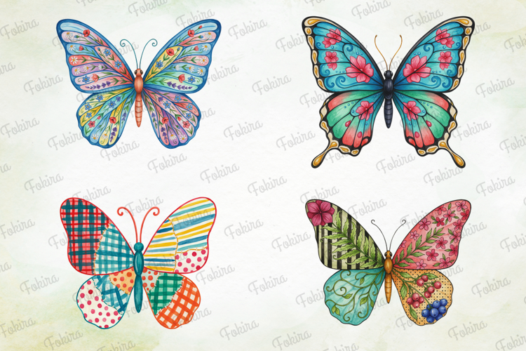 Patchwork Butterfly Clipart PNG, patchwork butterfly clipart
