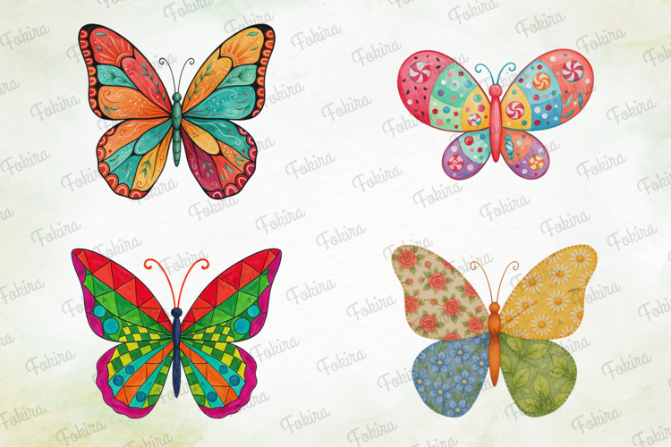 Patchwork Butterfly Clipart PNG, patchwork butterfly clipart