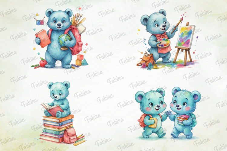 School Day Bear Clipart PNG, school day bear clipart png