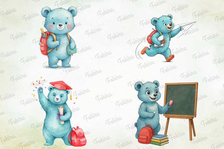 School Day Bear Clipart PNG, school day bear clipart png