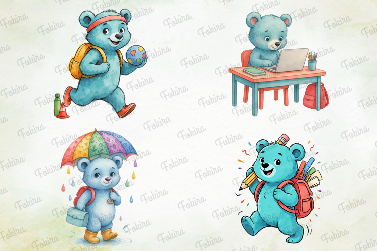 School Day Bear Clipart PNG, school day bear clipart png