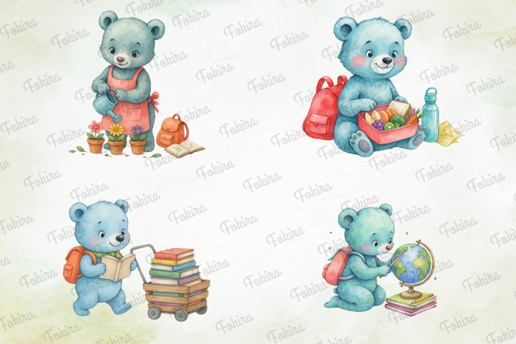 School Day Bear Clipart PNG, school day bear clipart png