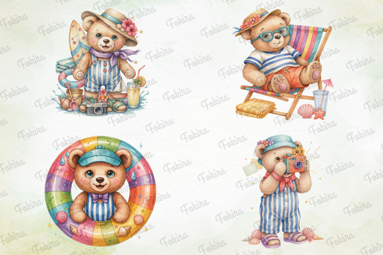 Summer Bear Clipart PNG, summer bear clipart png,cute summer