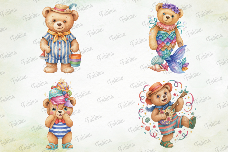 Summer Bear Clipart PNG, summer bear clipart png,cute summer
