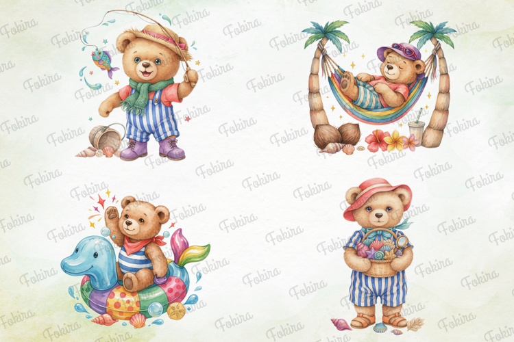 Summer Bear Clipart PNG, summer bear clipart png,cute summer