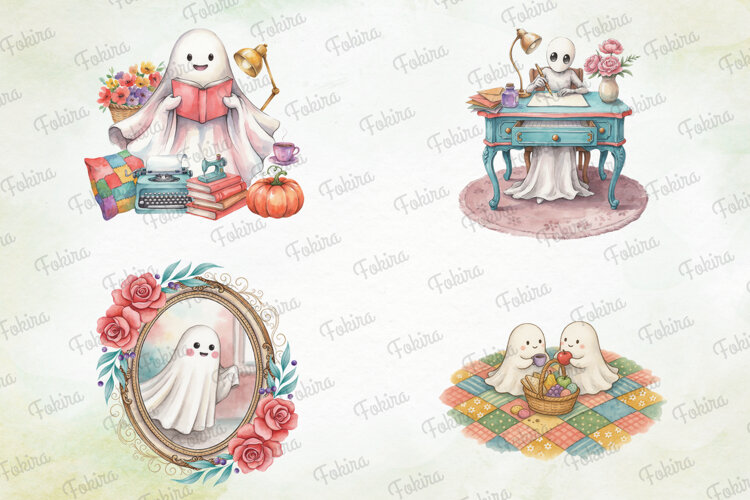 Cozy Ghost Storybook PNG, cozy ghost clipart, ghost storyboo example image 1