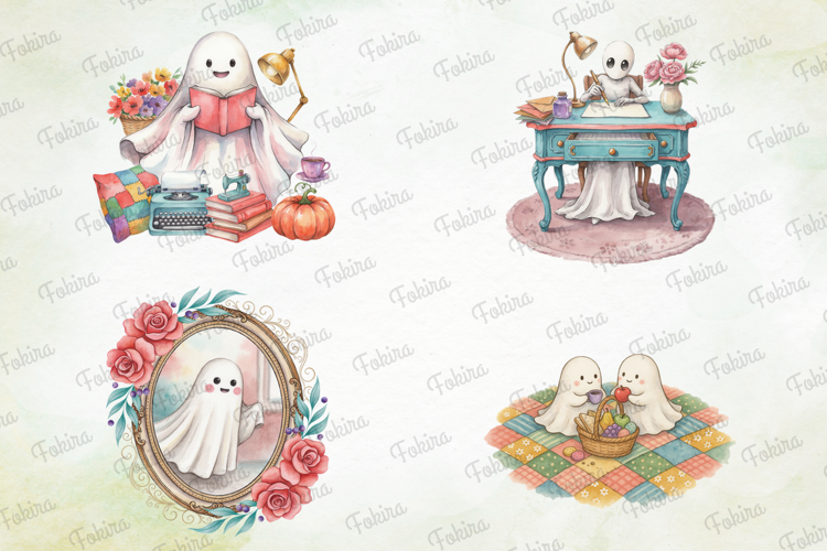Cozy Ghost Storybook PNG, cozy ghost clipart, ghost storyboo