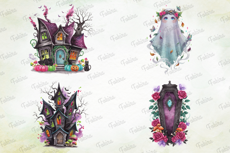 Vibrant Haunted Halloween Clipart PNG, vibrant halloween