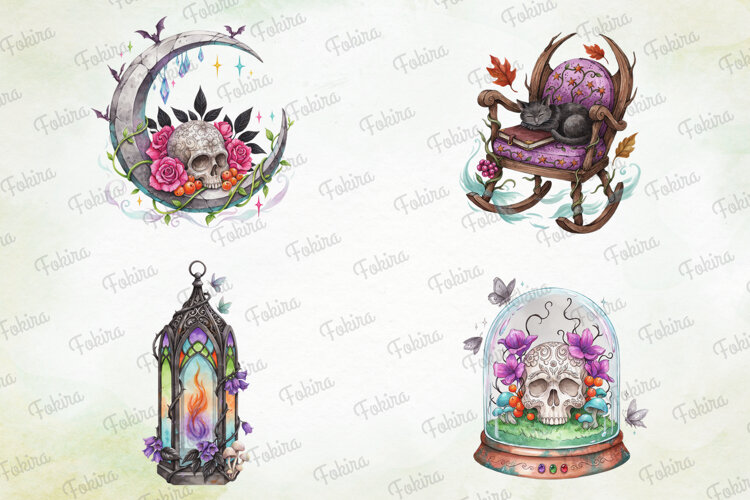 Vibrant Haunted Halloween Clipart PNG, vibrant halloween example image 1