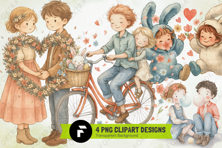 l Easter Couple Clipart PNG, whimsical easter couple