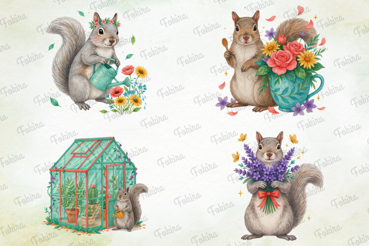 Squirrel Garden Clipart PNG, squirrel garden clipart png, example image 1