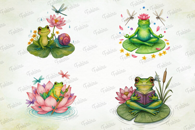 Frog & Dragonfly Clipart PNG, frog dragonfly clipart png, example image 1