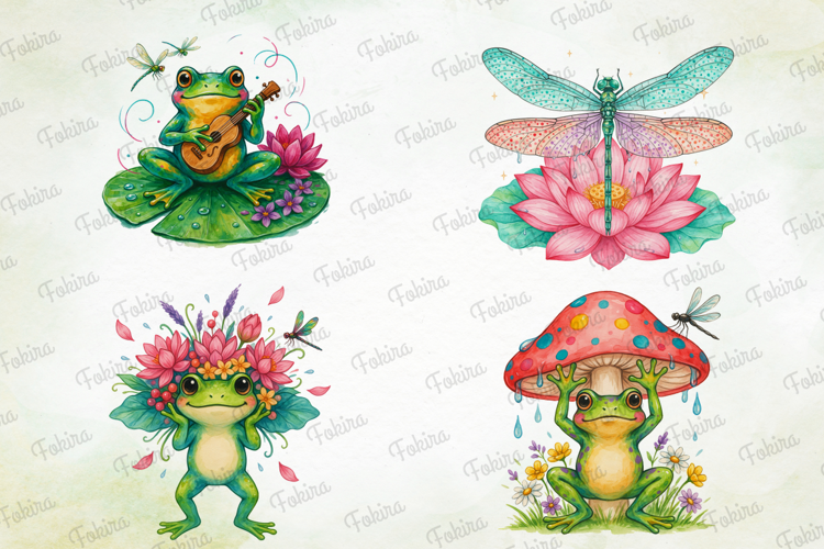 Frog & Dragonfly Clipart PNG, frog dragonfly clipart png,