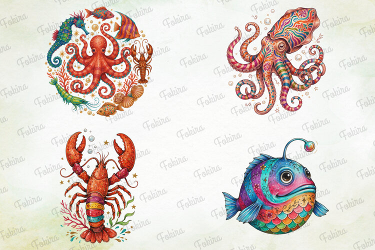 Striped Ocean Wonders Clipart PNG, striped ocean wonders example image 1
