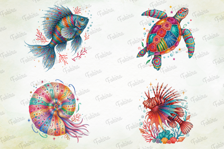 Striped Ocean Wonders Clipart PNG, striped ocean wonders