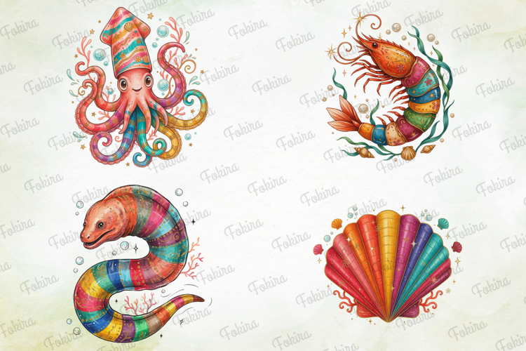 Striped Ocean Wonders Clipart PNG, striped ocean wonders