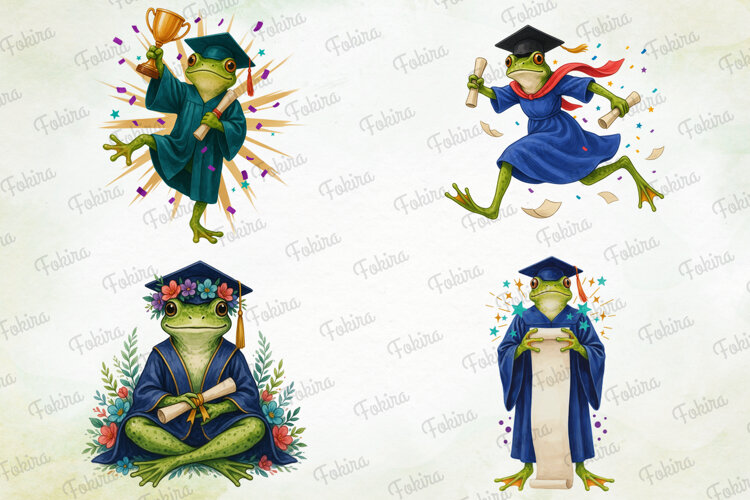 Graduation Frog Clipart PNG, graduation frog clipart png, example image 1