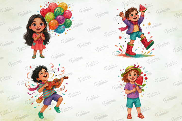 Summer Kids Watermelon Clipart PNG, summer kids clipart png