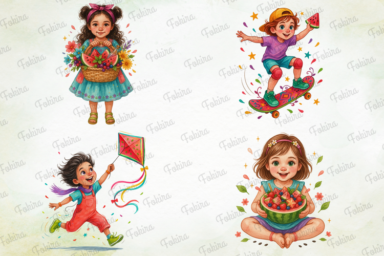 Summer Kids Watermelon Clipart PNG, summer kids clipart png