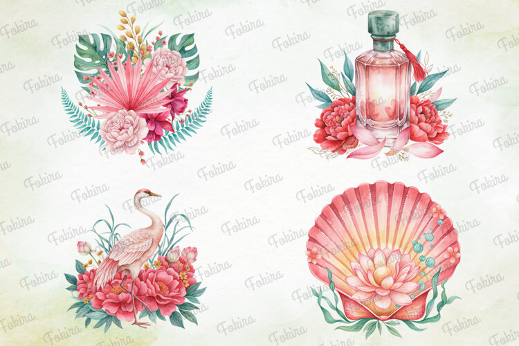 Blushing Jade Paradise PNG,jade paradise png, watercolor png example image 1